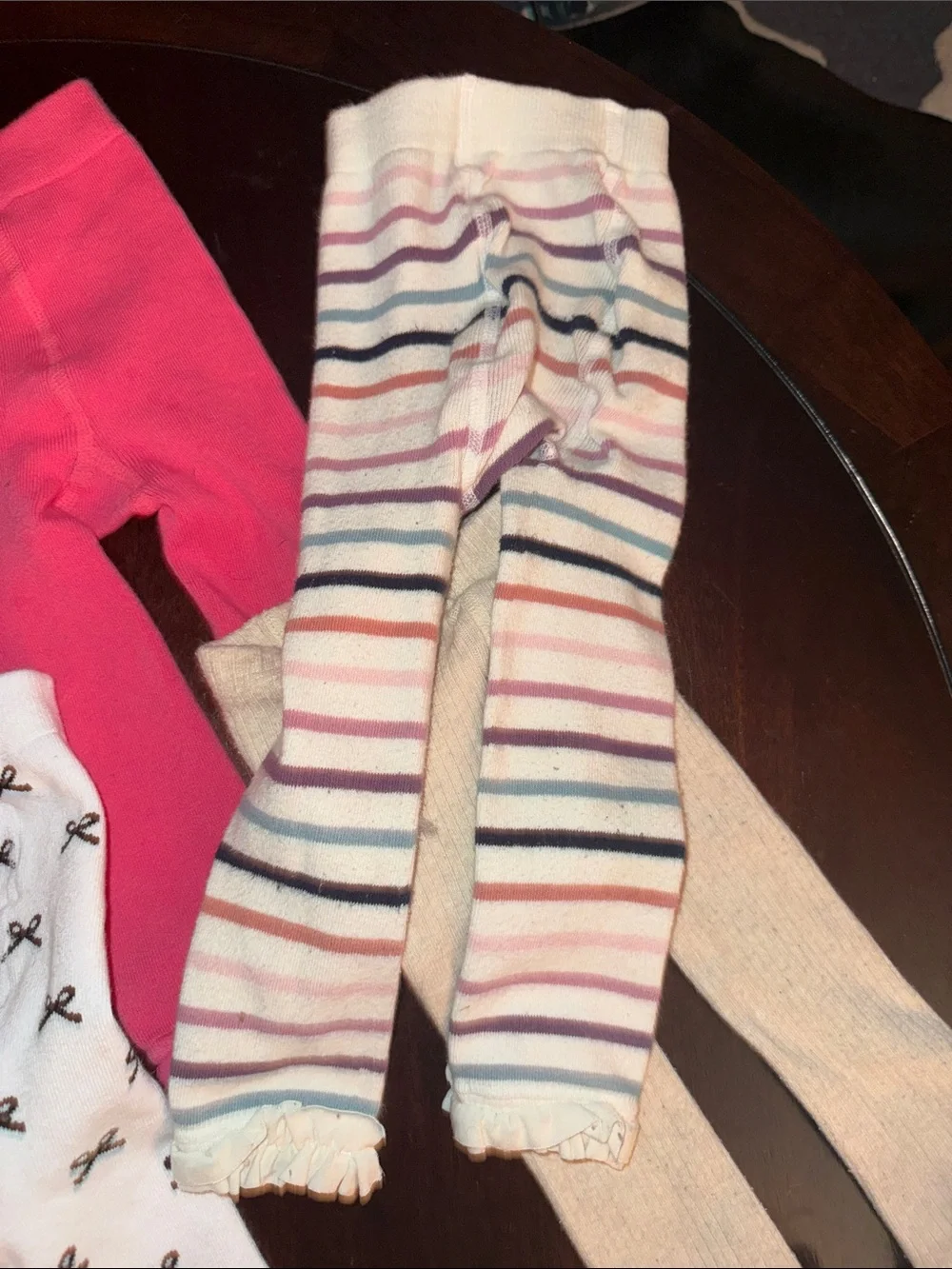 Toddler Assorted Pink, Cream & Multicolor Cotton ruffle/footless Tights - 6 Pack